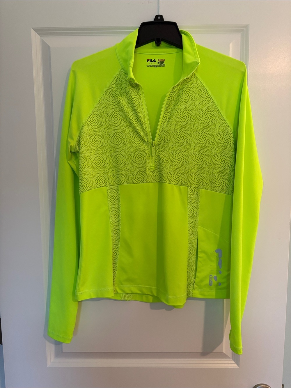 FILA Ladies Neon Green Long-Sleeve Zip Swim Rash Guard
